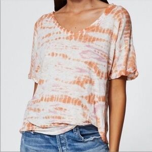 Young Fabulous & Broke Tie Dye Linen Short Sleeve Top Size Medium Boho Festival